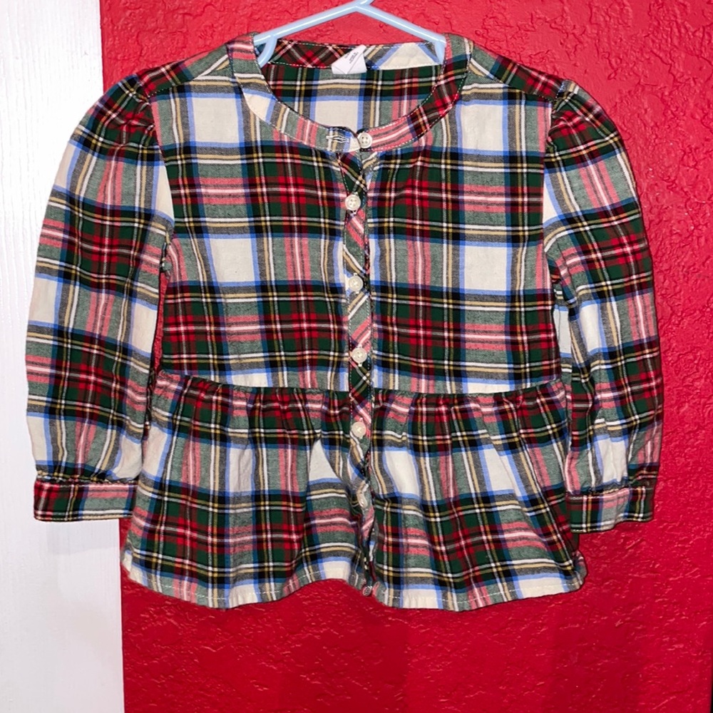 Gap toddler long sleeve plaid blouse
